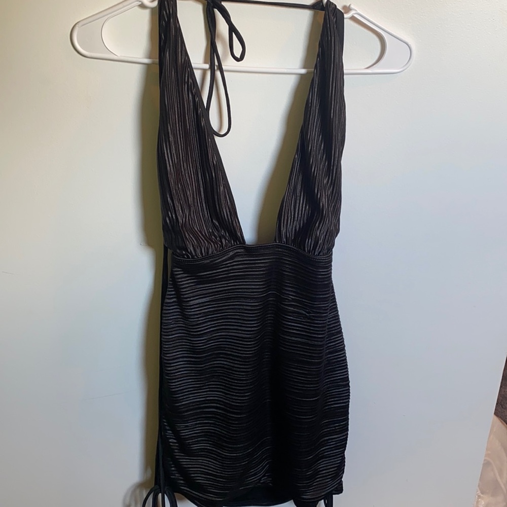 Lucy in the sky black halter dress